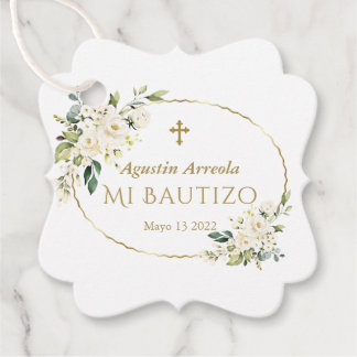 Étiquettes Cadeau Fleurs blanches de luxe Mi Bautizo