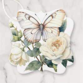 Étiquettes Cadeau Fleurs blanches romantiques merci pour les étiquet