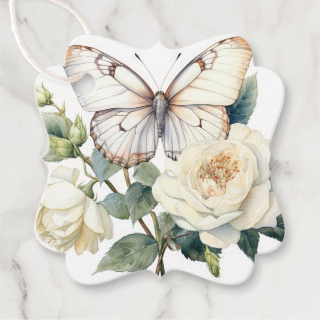 Étiquettes Cadeau Fleurs blanches romantiques merci pour les étiquet (Devant)