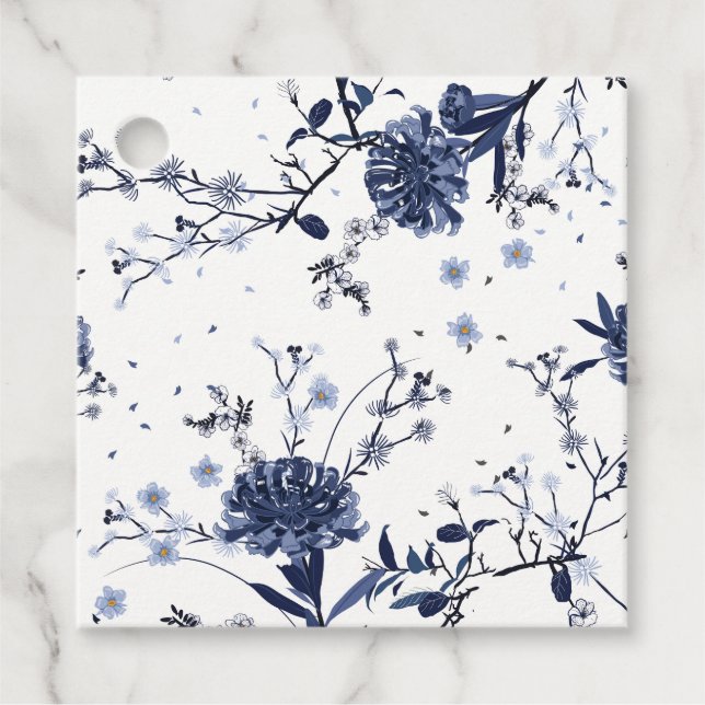 Étiquettes Cadeau Fleurs bleues (Devant)