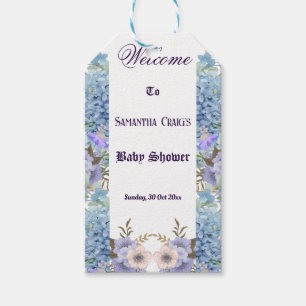 Étiquettes-cadeau Fleurs Bleues Hydrangea Lilas Violet Baby Shower
