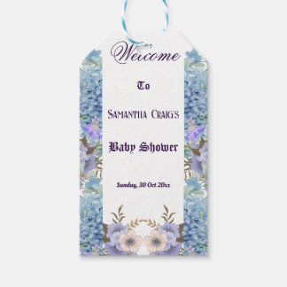 Étiquettes-cadeau Fleurs Bleues Hydrangea Lilas Violet Baby Shower