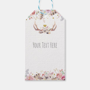 Étiquettes-cadeau Fleurs & Bois de Cerf Mariage Rustique Campagnard