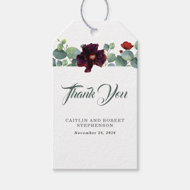 Étiquettes-cadeau Fleurs bourguignonnes et verdure des eucalyptus (Devant)