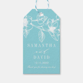 Étiquettes-cadeau Fleurs Chic Magnolia | bleu pâle | MARIAGE