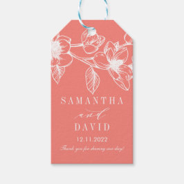 Étiquettes-cadeau Fleurs Chic Magnolia | Corail | MARIAGE
