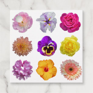 Étiquettes Cadeau Fleurs colorées