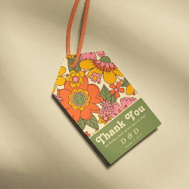 Étiquettes-cadeau Fleurs colorées Merci Vintage rétro