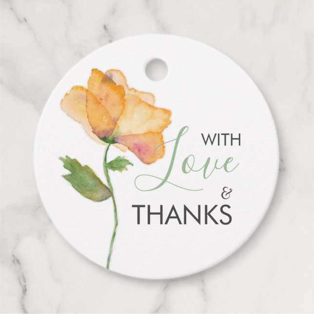Étiquettes Cadeau Fleurs Coquelicot Aquarelle Oran (Devant)