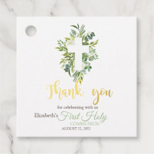 Étiquettes Cadeau Fleurs croisées pour la première communion