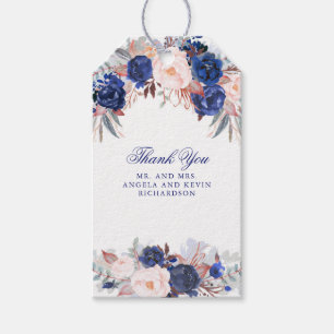 Étiquettes-cadeau Fleurs d'aquarelle de la Marine