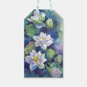 Étiquettes-cadeau Fleurs d'aquarelle losange blanc illustration fleu
