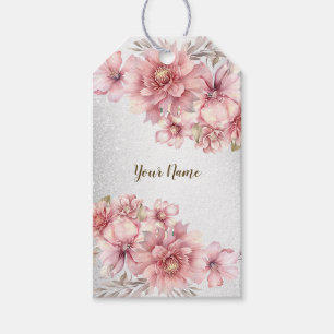 Étiquettes-cadeau Fleurs d'aquarelle rose fêtards Parties scintillan