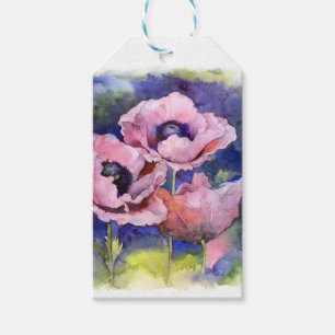 Étiquettes-cadeau Fleurs d'aquarelle rose pavot illustration fleurs
