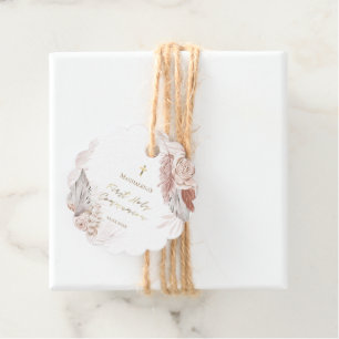 Étiquettes Cadeau Fleurs de boho de la première communion