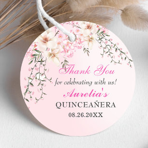 Étiquettes Cadeau Fleurs de cerises Sweet sixteen Floral Anniversair