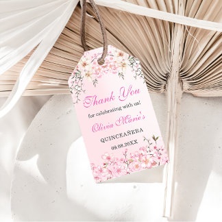 Étiquettes-cadeau Fleurs de cerises Sweet sixteen Floral Anniversair