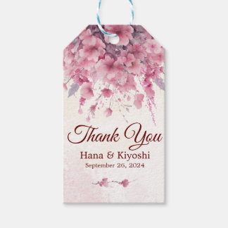 Étiquettes-cadeau Fleurs de cerisier roses japonaises romantiques