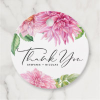 Fleurs de Dahlia à l'aquarelle rose Mariage Remerc