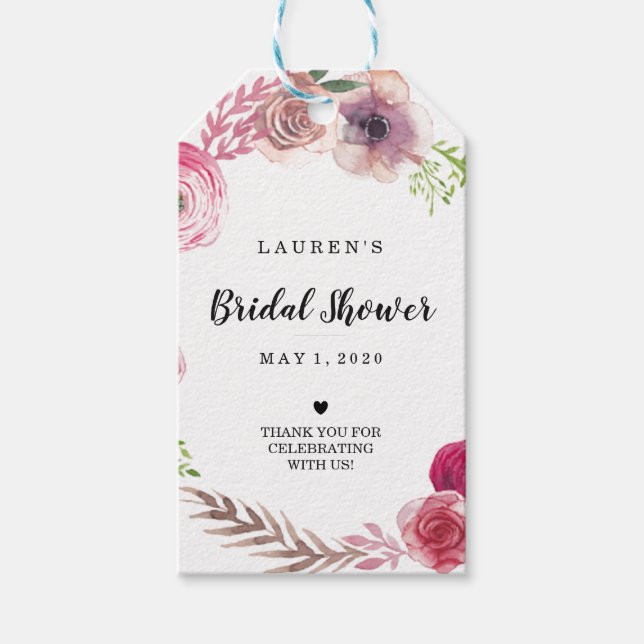 Étiquettes-cadeau Fleurs de Fêtes des mariées (Devant)