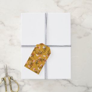 Étiquettes-cadeau Fleurs de fond jaune