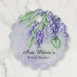 Étiquettes Cadeau Fleurs de Glycine Lavande Marbre Lavabo Nuptial