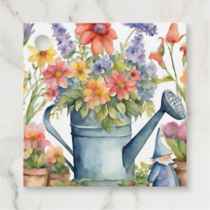 Étiquettes Cadeau Fleurs de jardin et arrosage peuvent aquarelle