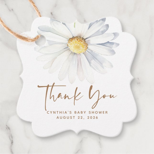 Étiquettes Cadeau Fleurs de marguerite blanche Cute Elegant Boho Mer (Devant)