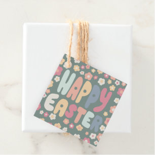 Étiquettes Cadeau Fleurs de marguerites colorées de l'EASTER Retro M