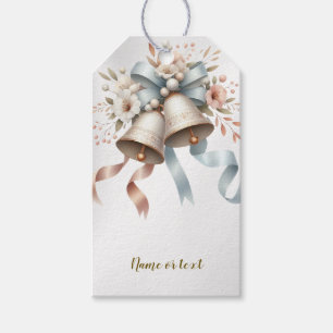 Étiquettes-cadeau Fleurs de mariage cloches Rubans bleu rose Beau
