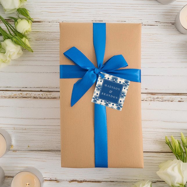 Étiquettes Cadeau Fleurs de mariage du milieu du siècle | Impression (Créateur téléchargé)