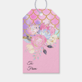 Étiquettes-cadeau Fleurs de Parties scintillant d'or Pastel