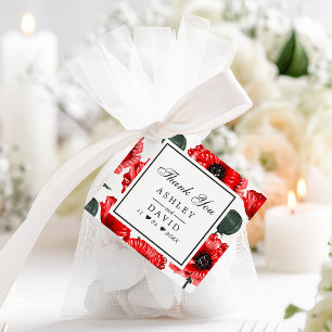Étiquettes Cadeau Fleurs de pavot rouge Floral Mariage Remerciements