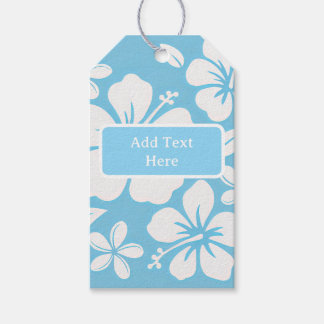 Étiquettes-cadeau Fleurs de plage bleu tropical