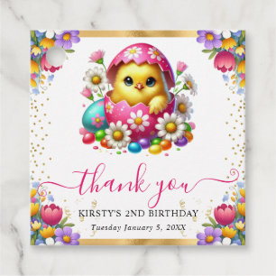 Étiquettes Cadeau Fleurs de printemps de Pâques poussin aquarelle An
