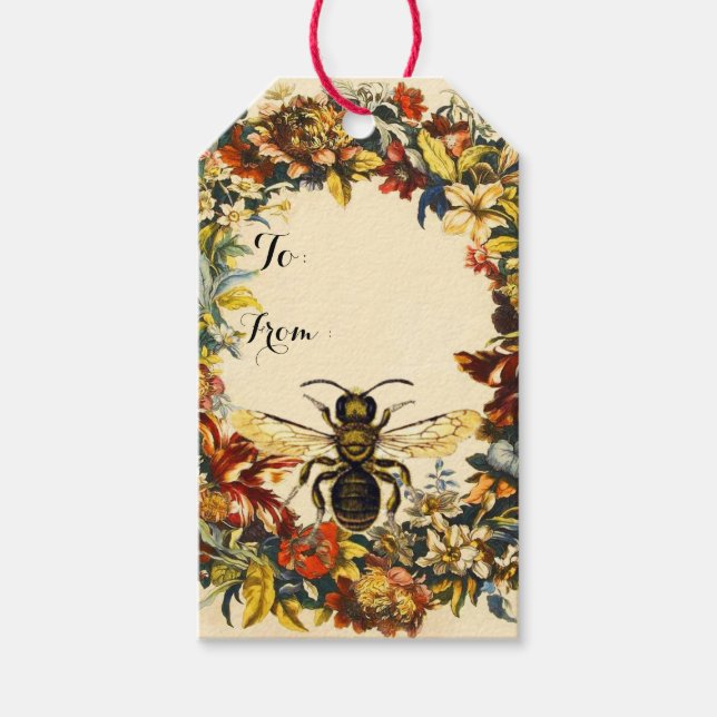 Étiquettes-cadeau FLEURS DE PRINTEMPS HONEY BEE, OEUVRE Noël (Devant)
