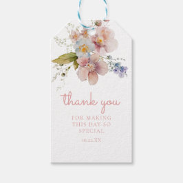 Étiquettes-cadeau Fleurs de remerciement rose pastel à l'aquarelle