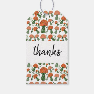 Étiquettes-cadeau Fleurs de renoncule orange aquarelle