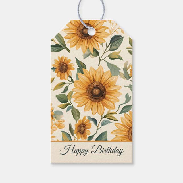 Étiquettes-cadeau Fleurs de soleil jaunes (Devant)