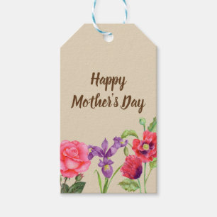 Étiquettes-cadeau Fleurs d'été de l'aquarelle Fête des mères flo
