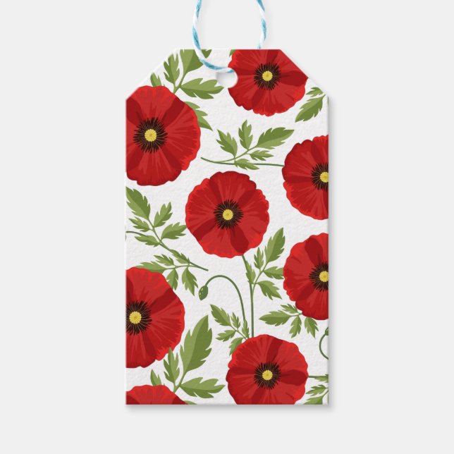 Étiquettes-cadeau Fleurs d'été joyeuses floraison de pavot (Devant)