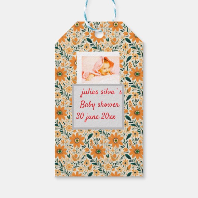 Étiquettes-cadeau fleurs d'orange boho baby shower papier Napkin (Devant)