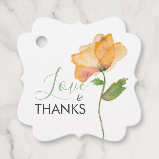 Étiquettes Cadeau Fleurs d'orange peintes Aquarelle coquelicots (Devant)
