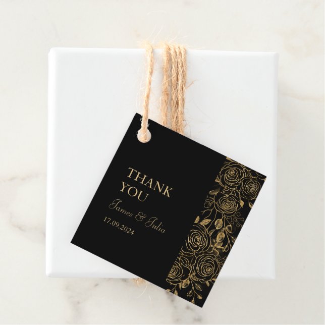 Étiquettes Cadeau Fleurs Dorées (En situation)