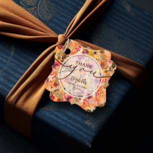 Étiquettes Cadeau Fleurs Élégantes d'Automne Remerciements de Mariag