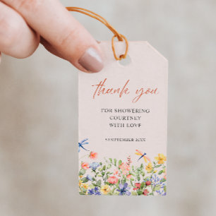Étiquettes-cadeau Fleurs et libellules Merci Fête des mariées
