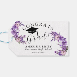 Étiquettes-cadeau Fleurs florales personnalisées Fêtes de graduation