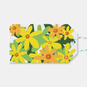 Étiquettes-cadeau Fleurs jaunes Tasse en papier
