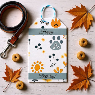 Étiquettes-cadeau Fleurs mignonnes Puppy Paws customisées