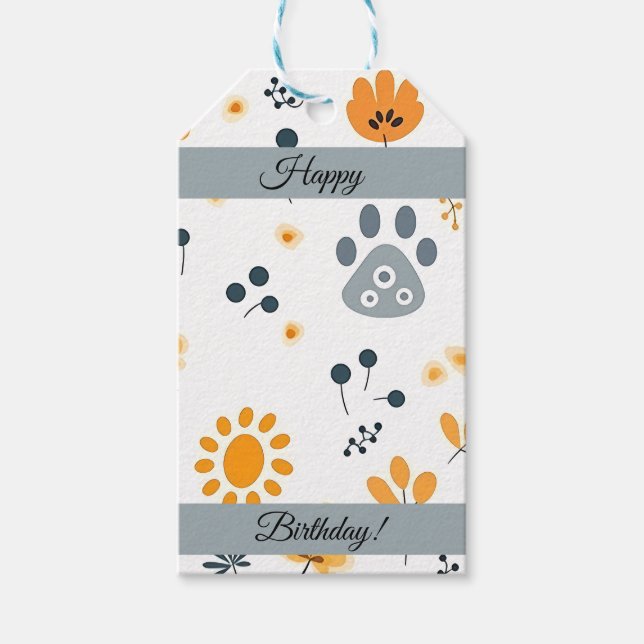 Étiquettes-cadeau Fleurs mignonnes Puppy Paws customisées (Devant)